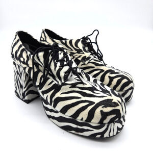 FUNTASMA Mens Zebra Platform Shoes Size XL 14 Jazz Disco Pimp Lace Up Drag